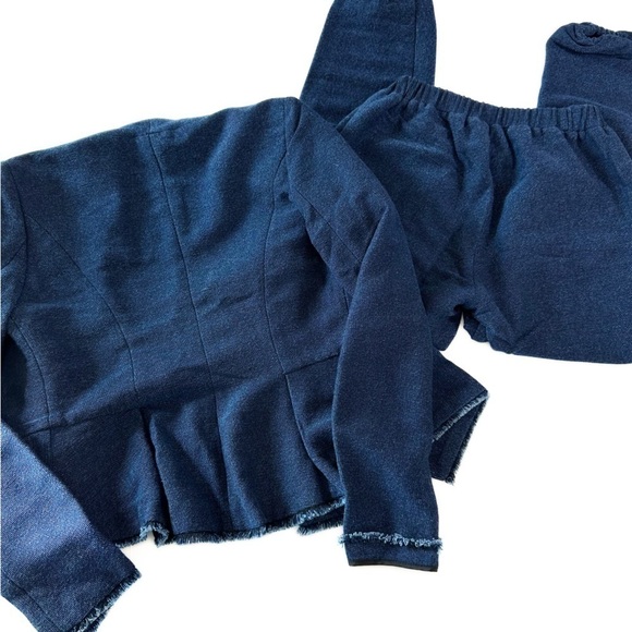 Hatch Maternity Sz 1 Womens Navy Blue Tweed Blazer Jacket Joggers Small - Picture 7 of 7